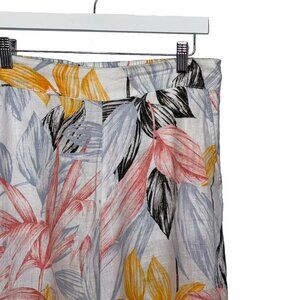 C&C California 100% Linen Tropical Floral Wide Leg Pants - Size M